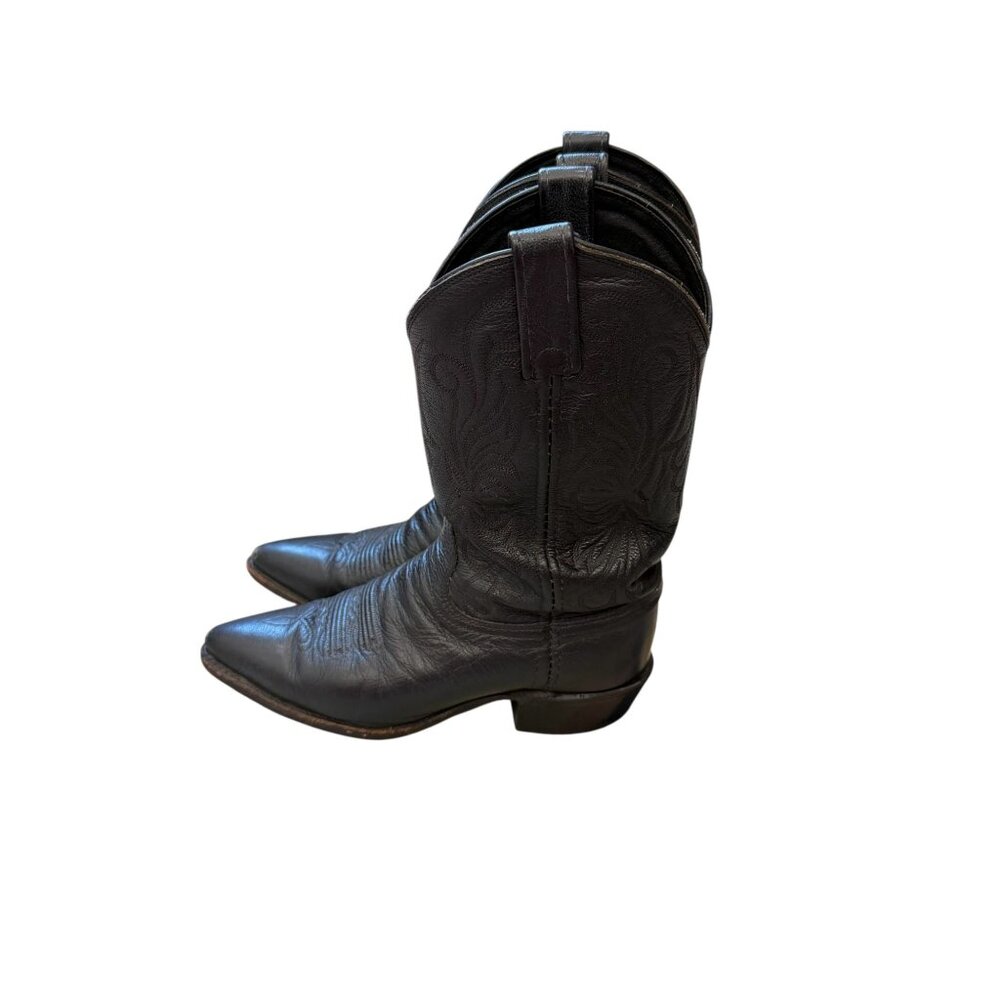 Dan Post Black Leather Western Cowboy Boots Size 6M Made In USA - Picture 3 of 9